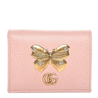 Gucci Pebbled Calfskin Butterfly Card Case Perfect Pink 1 of 6