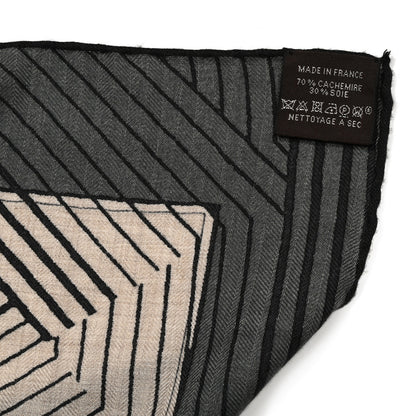 Hermes Cashmere Silk Jeu Des Omnibus Remix Shawl 140 Naturel Gris Safran 3 of 7