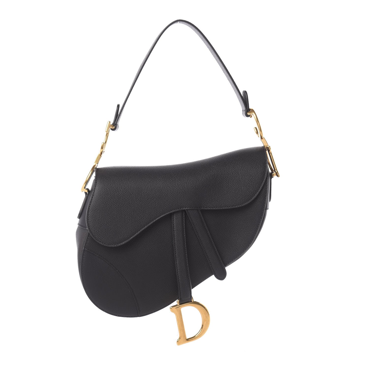 Christian Dior Grained Calfskin Saddle Bag Black 1 of 8