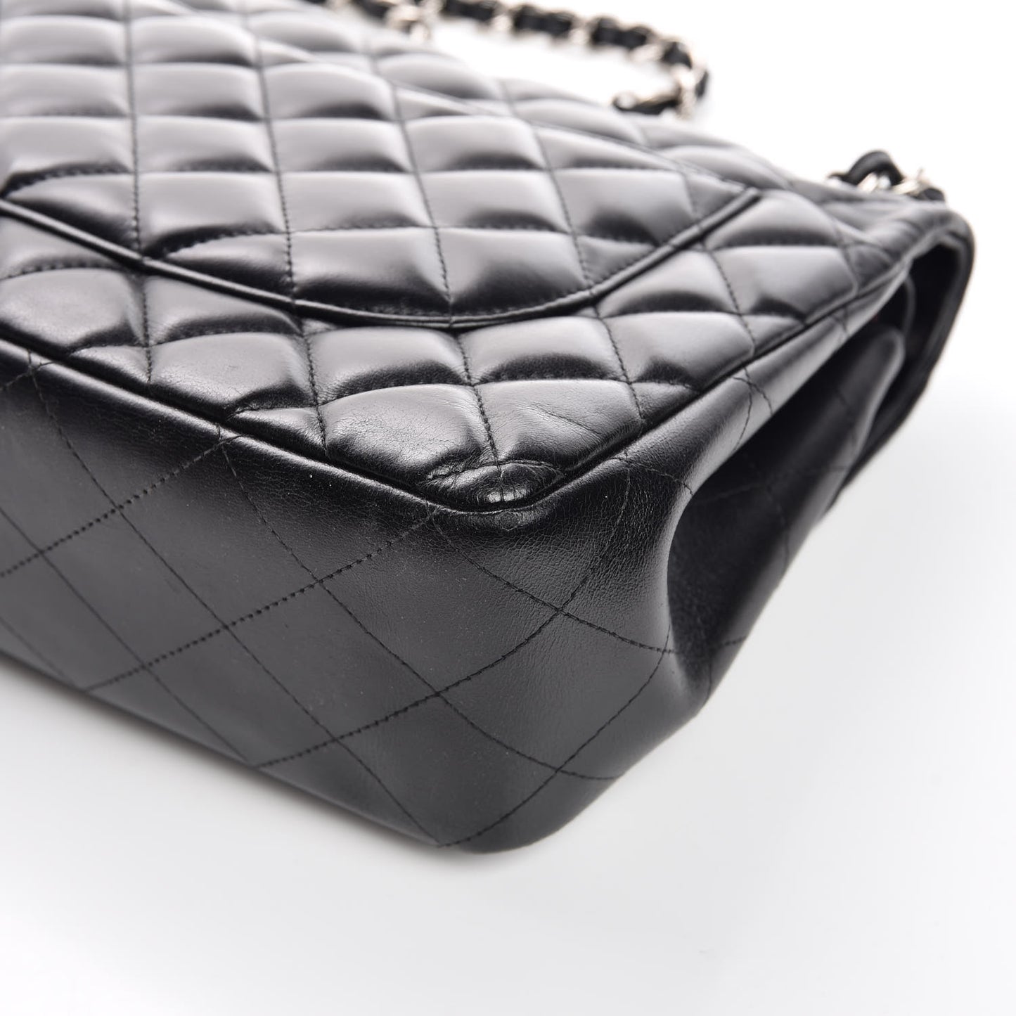 Lambskin Quilted Jumbo Double Flap Black