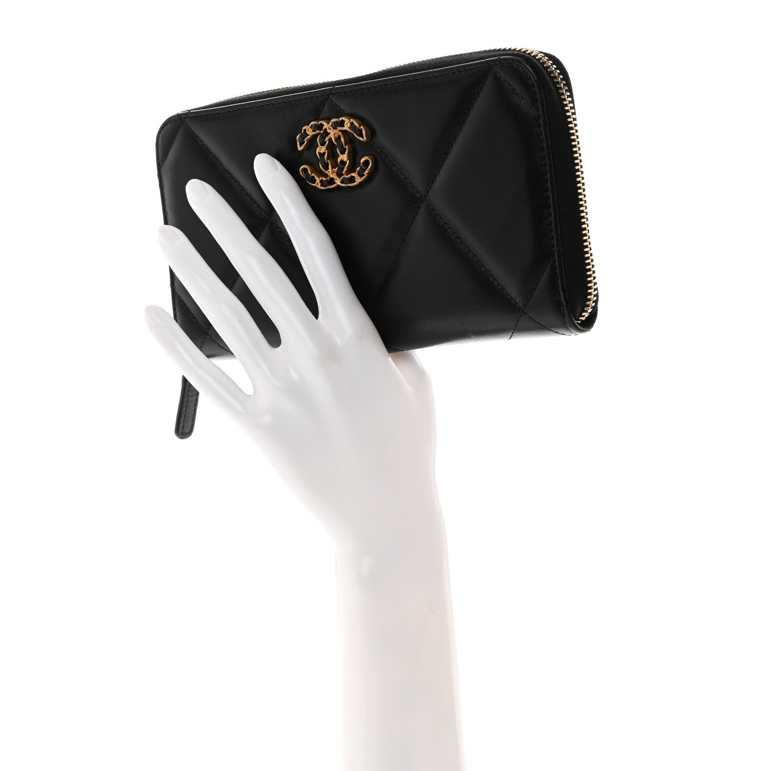 Chanel Lambskin Quilted 19 Long Zipped Around Wallet Black 3 of 9