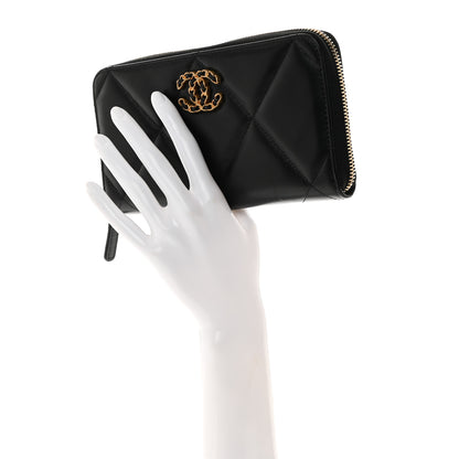 Chanel Lambskin Quilted 19 Long Zipped Around Wallet Black 3 of 9