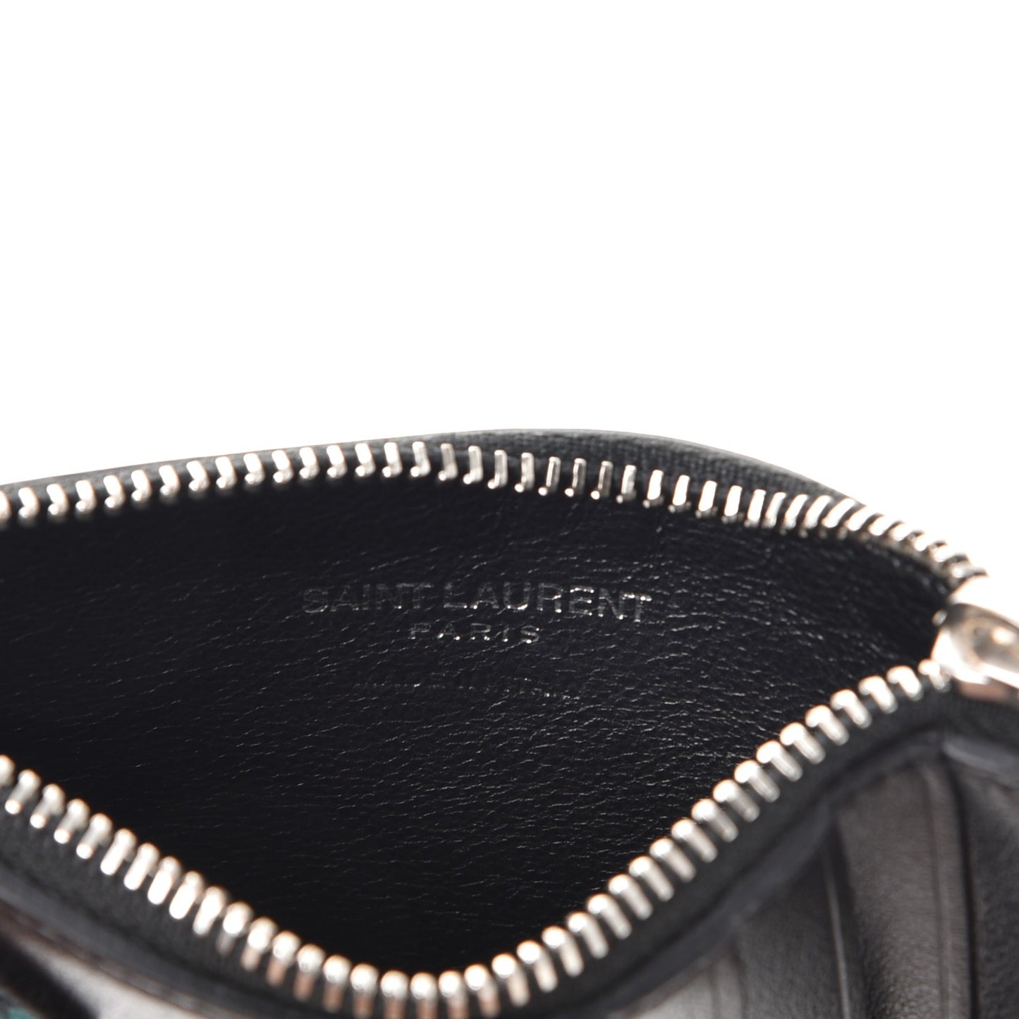 Calfskin Moujik Patch Fragments Zip Pouch Card Holder Black
