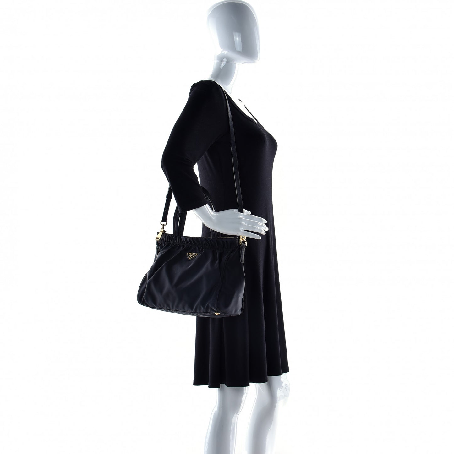 Nylon Soft Calfskin Tote Black
