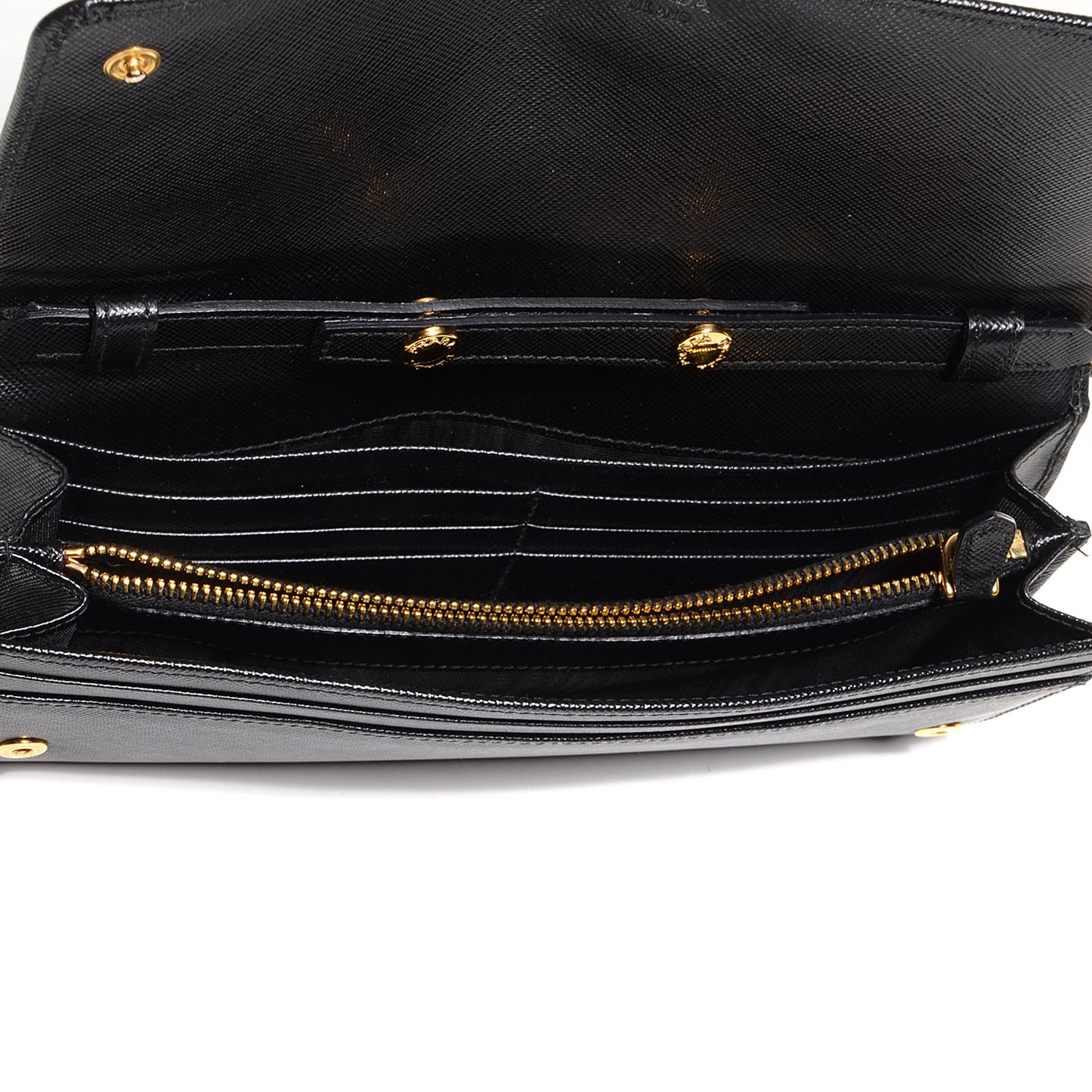 Saffiano Metal Oro Chain Wallet Nero Black