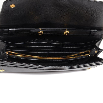 Prada Saffiano Metal Oro Chain Wallet Nero Black 5 of 8