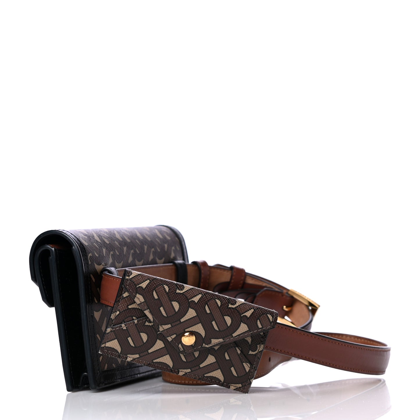 E-Canvas Monogram TB Envelope Belt Bag Bridle Brown