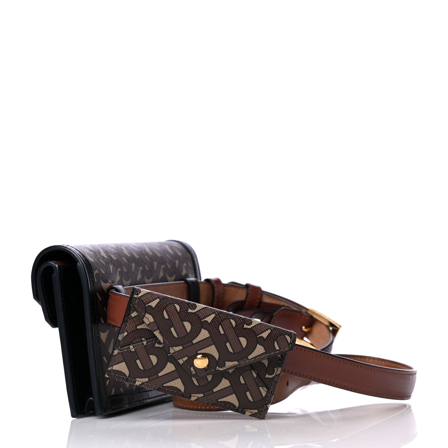 Burberry E-Canvas Monogram TB Envelope Belt Bag Bridle Brown 2 of 12