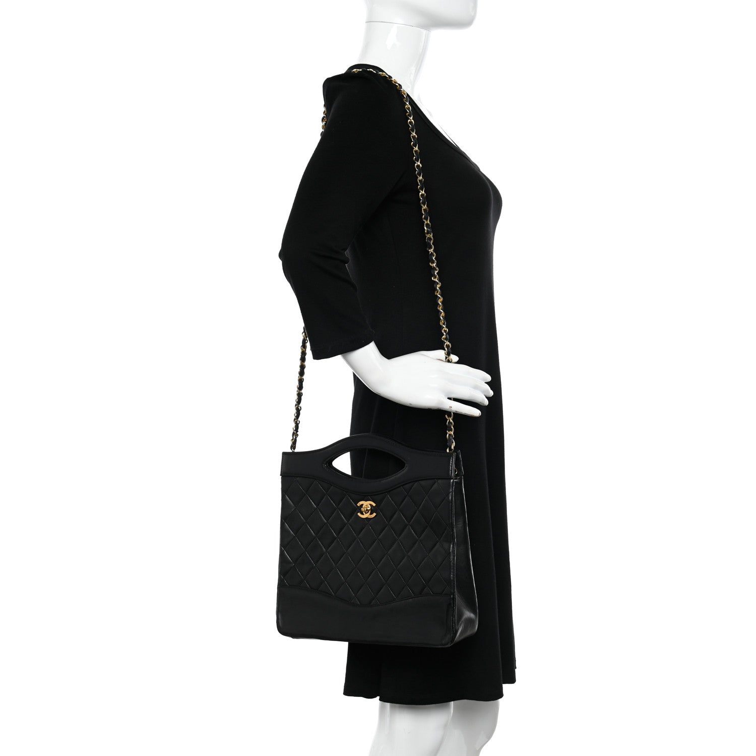 Chanel Lambskin Quilted 31 Shopping Bag Black 2 of 10