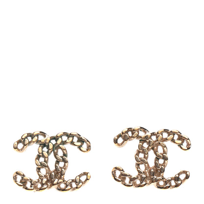 Chanel Metal Chain Link CC Earrings Gold 1 of 4