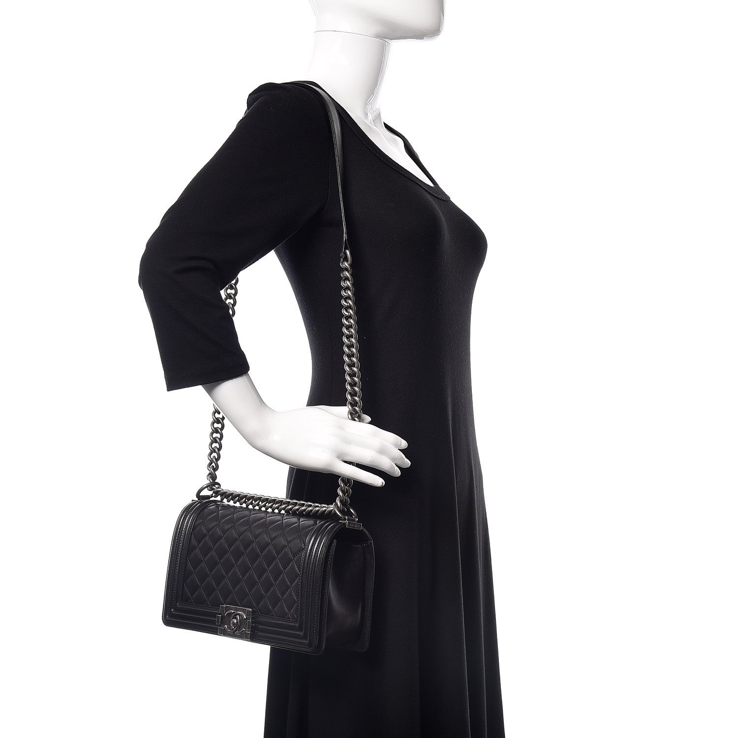 Chanel Lambskin Quilted Medium Boy Flap Black 2 of 12