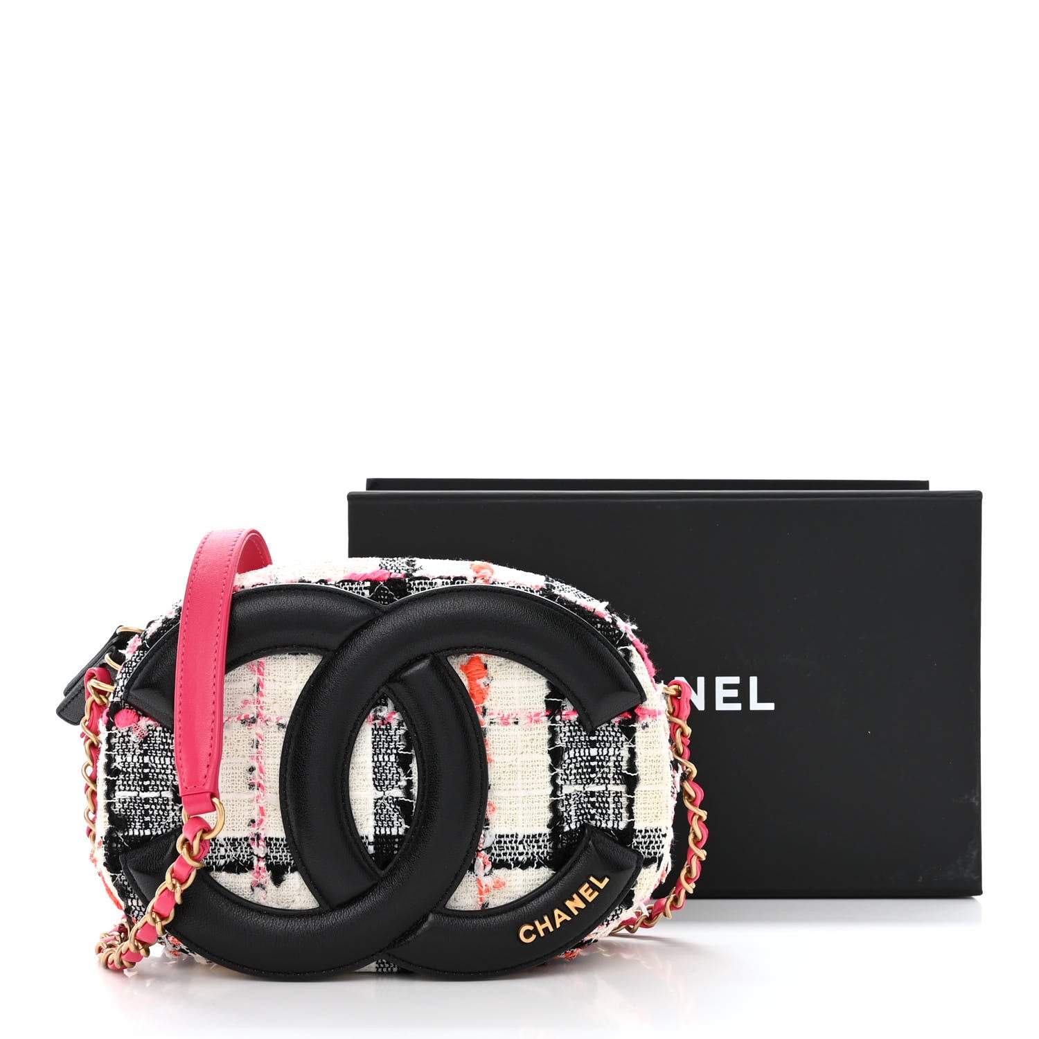 Chanel Tweed Lambskin Quilted Coco Midnight Camera Case White Black Multicolor 11 of 11