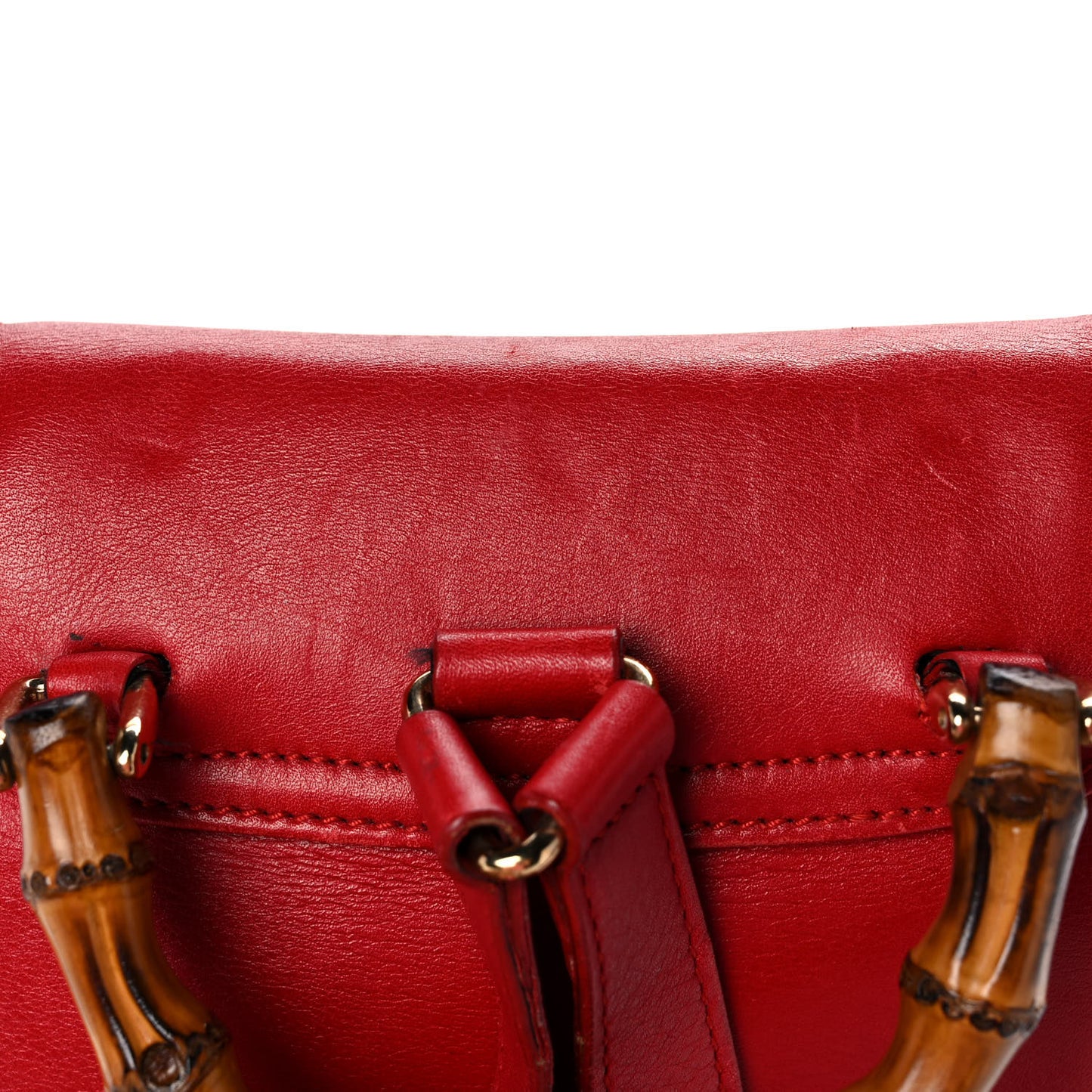 Calfskin Bamboo Mini Backpack Red