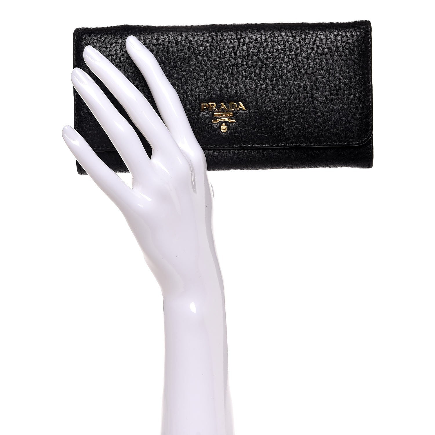 Prada Vitello Daino Continental Flap Wallet Black 2 of 6