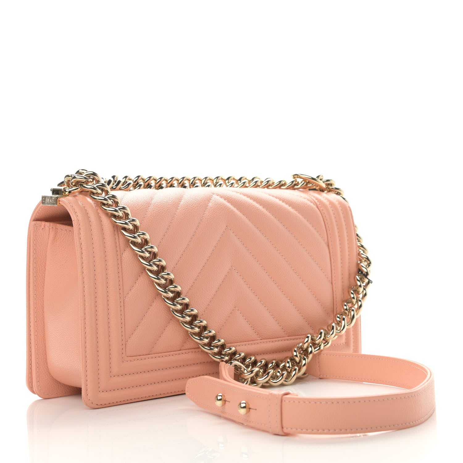 Chanel Caviar Chevron Quilted Medium Boy Flap Light Orange 3 of 11