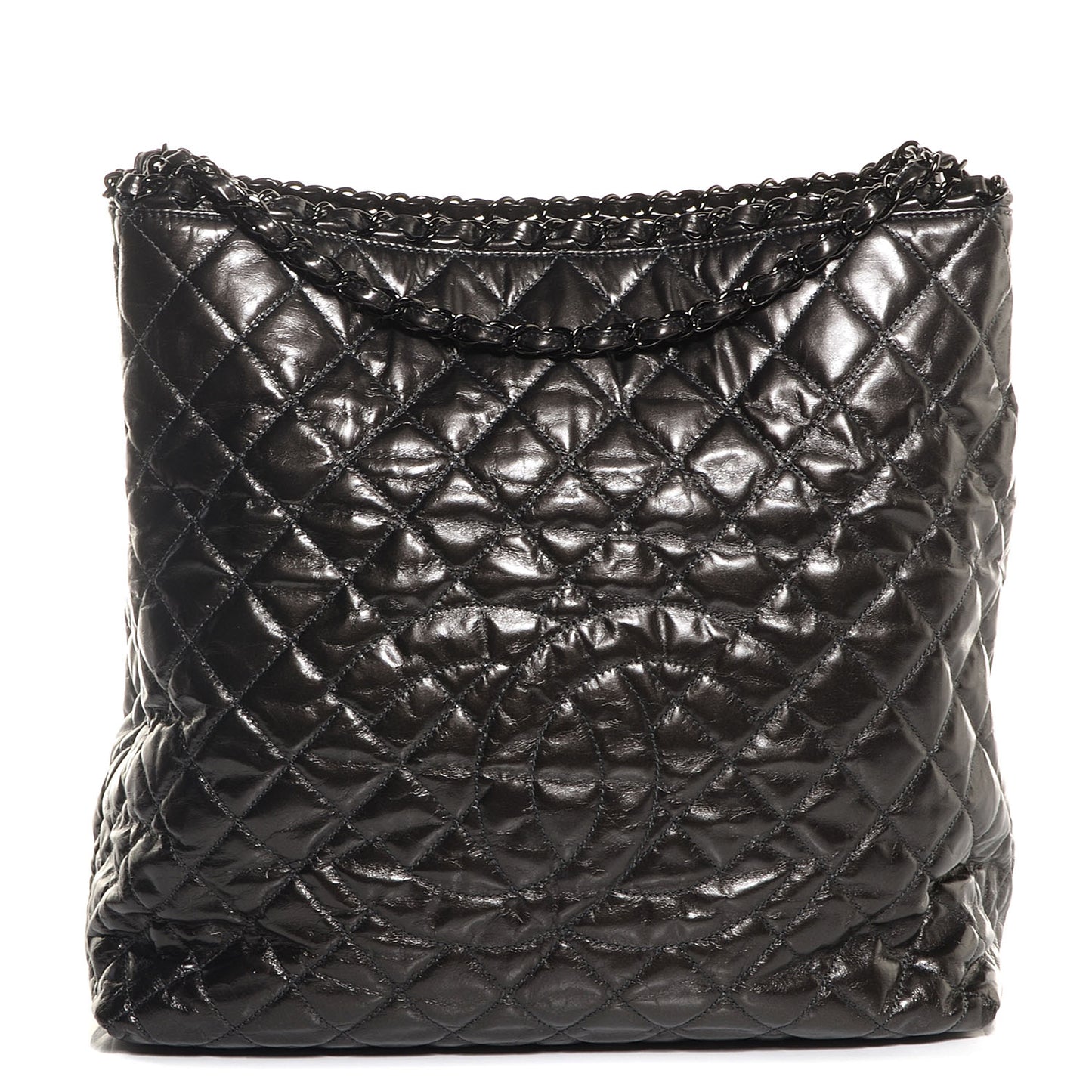 Calfskin Large Chain Me Tote Dark Grey Metallic