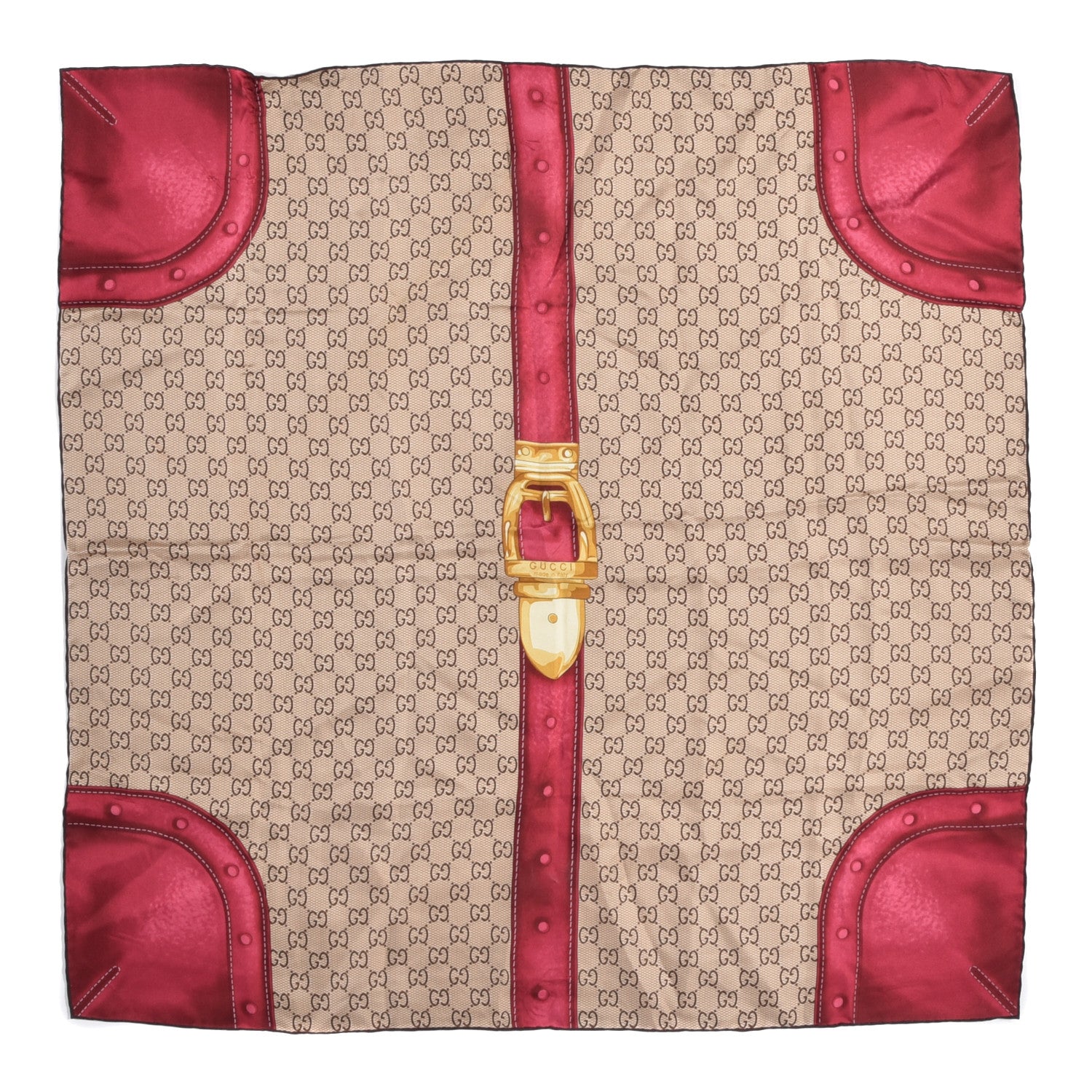 Gucci Silk Monogram Trunk Print Scarf Pink 1 of 2