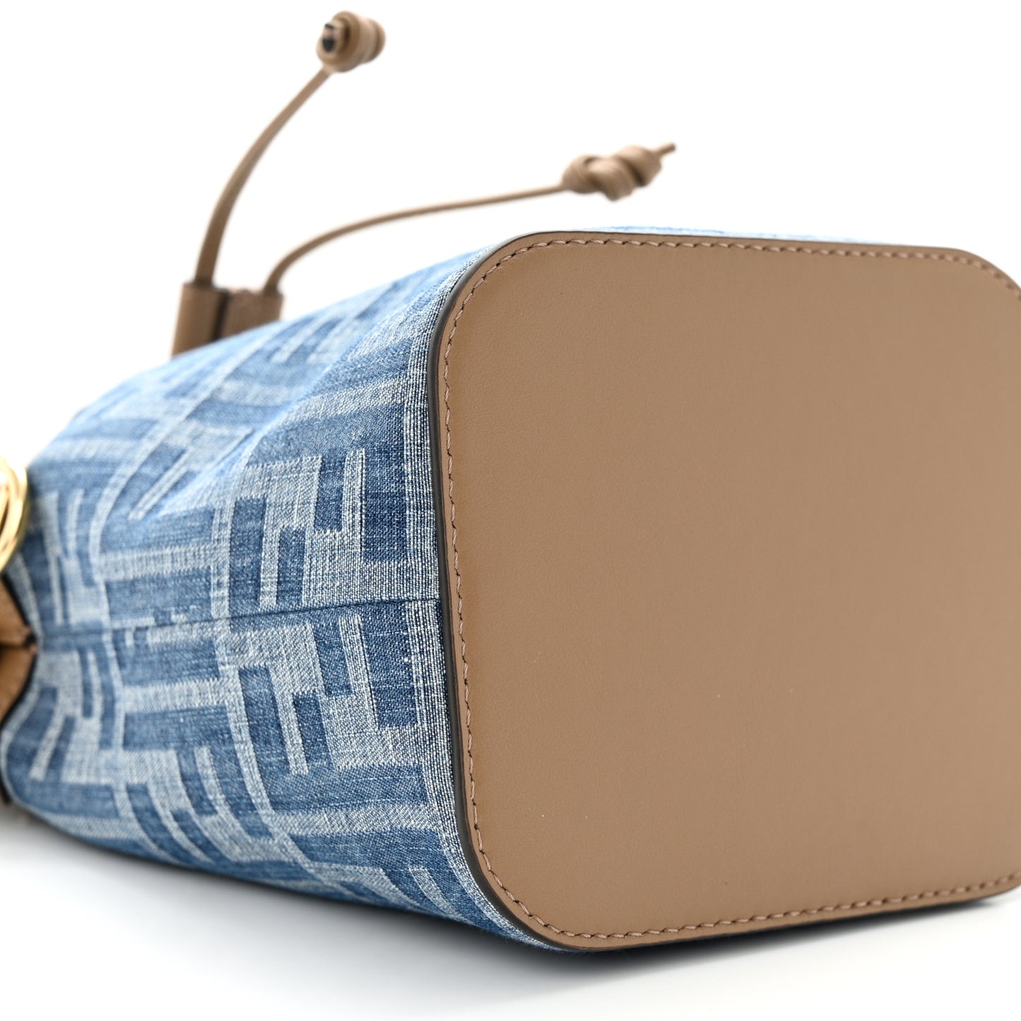 Denim Vitello King F is Fendi FF Embroidered Mini Mon Tresor Bucket Bag