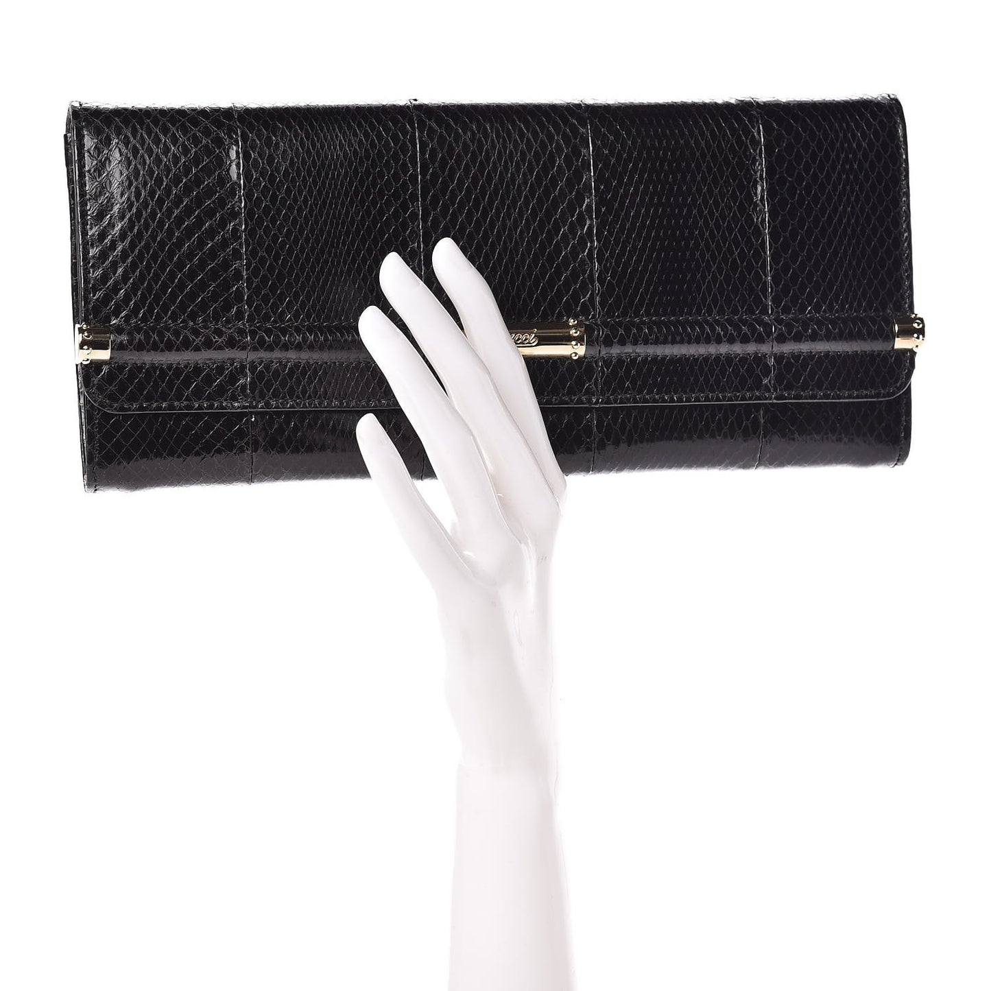 Snakeskin Broadway Clutch Black