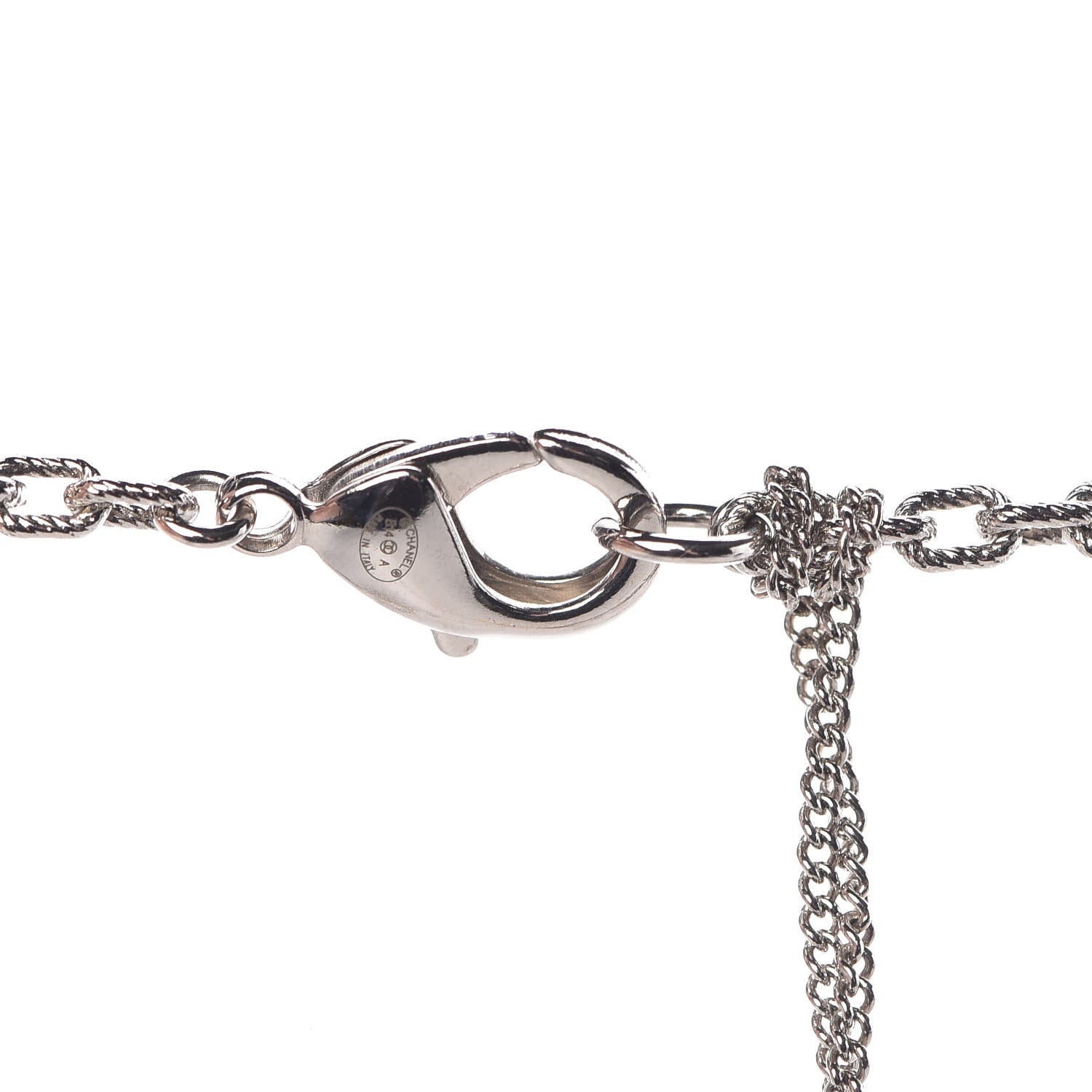 Chanel Pearl Baguette Crystal CC Long Necklace Silver 4 of 5