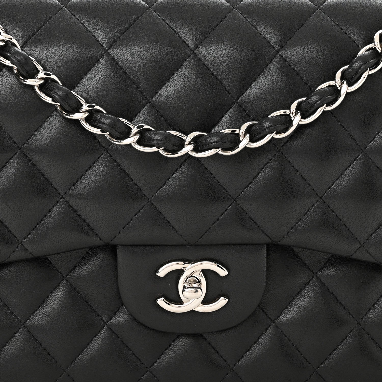 Chanel Lambskin Quilted Jumbo Double Flap Black 8 of 15