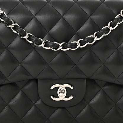 Chanel Lambskin Quilted Jumbo Double Flap Black 8 of 15