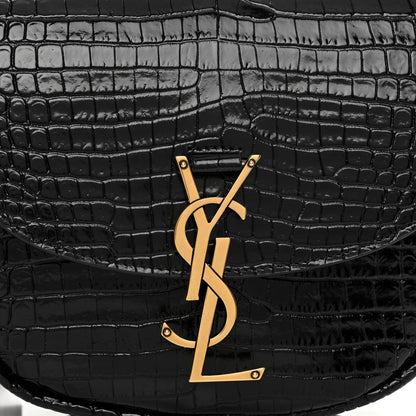 Saint Laurent Crocodile Embossed Calfskin Small Kaia Satchel Black 7 of 9