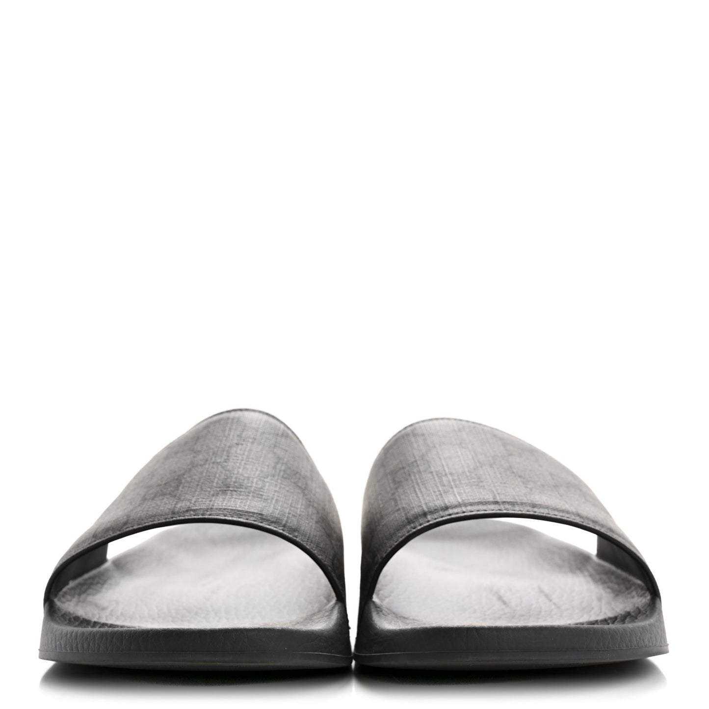 GG Supreme Monogram Mens Slide Sandals 9 Grey Black