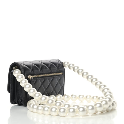 Chanel Calfskin Quilted Mini Maxi Pearls Wallet On Chain WOC Black 2 of 4