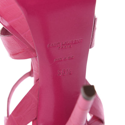 Saint Laurent Calfskin Crocodile Embossed Tribute 105 Platform Sandals 35.5 Bubblegum 7 of 7