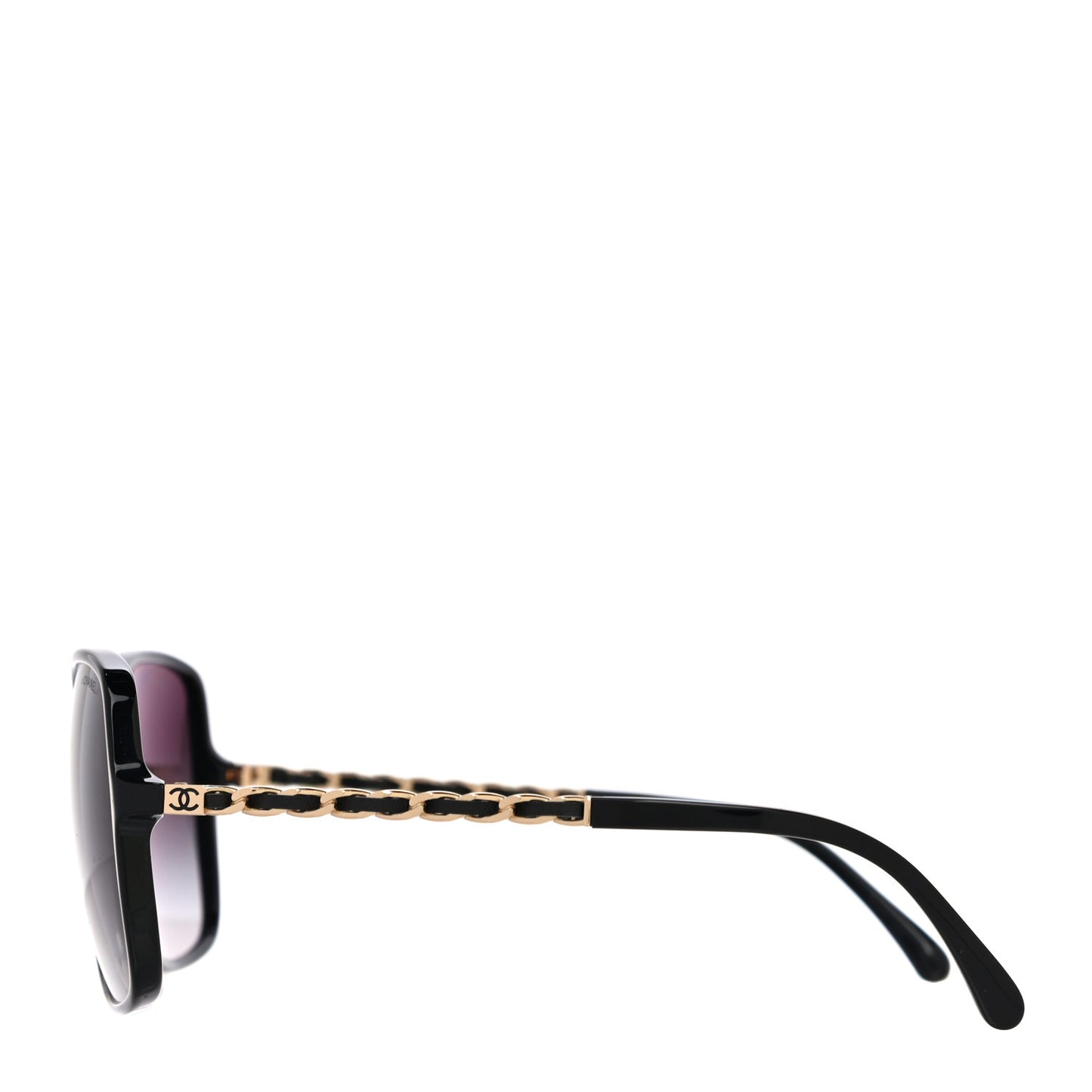 Lambskin Square Chain Sunglasses 5210-Q Black