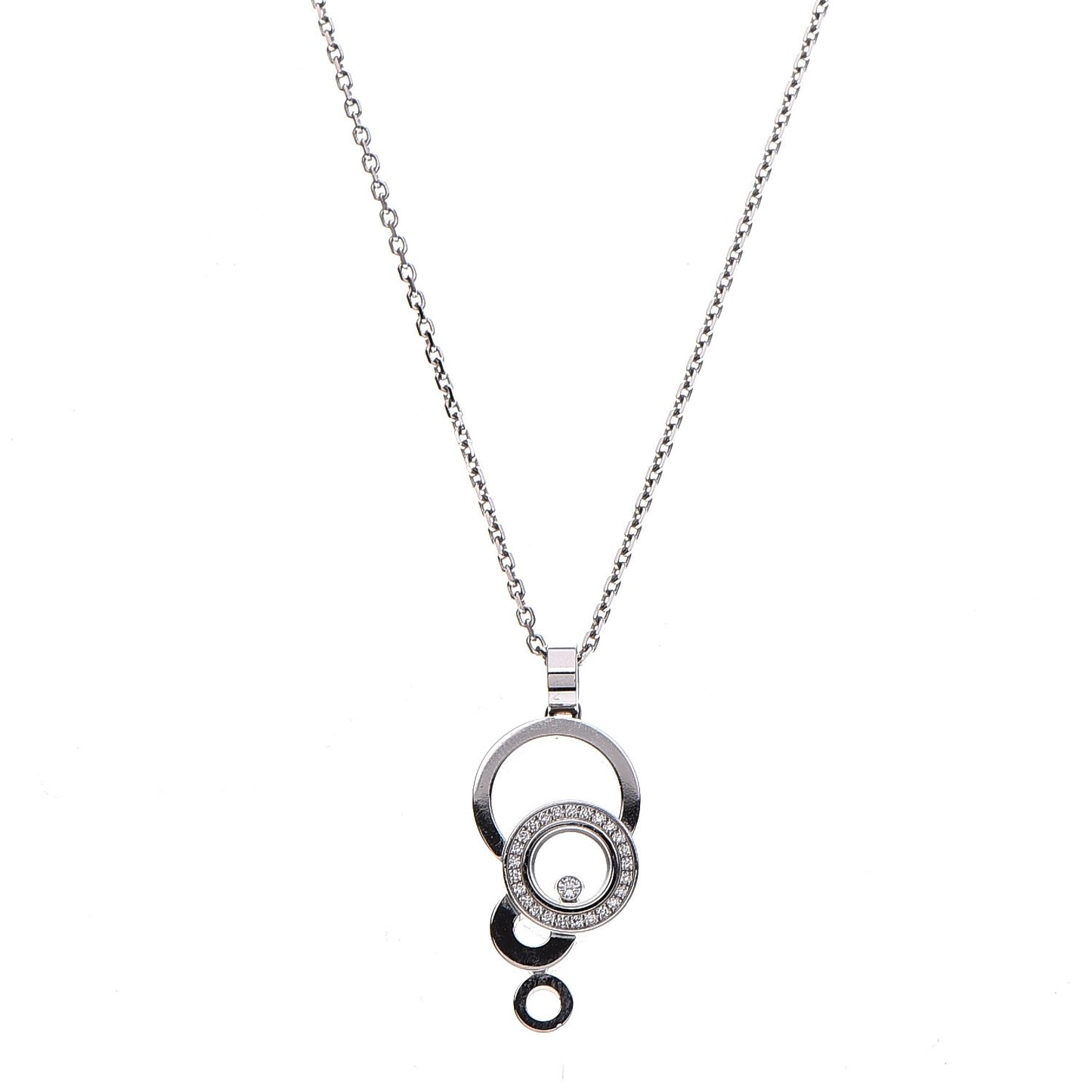 18K White Gold Diamond Pave Happy Bubbles Pendant Necklace