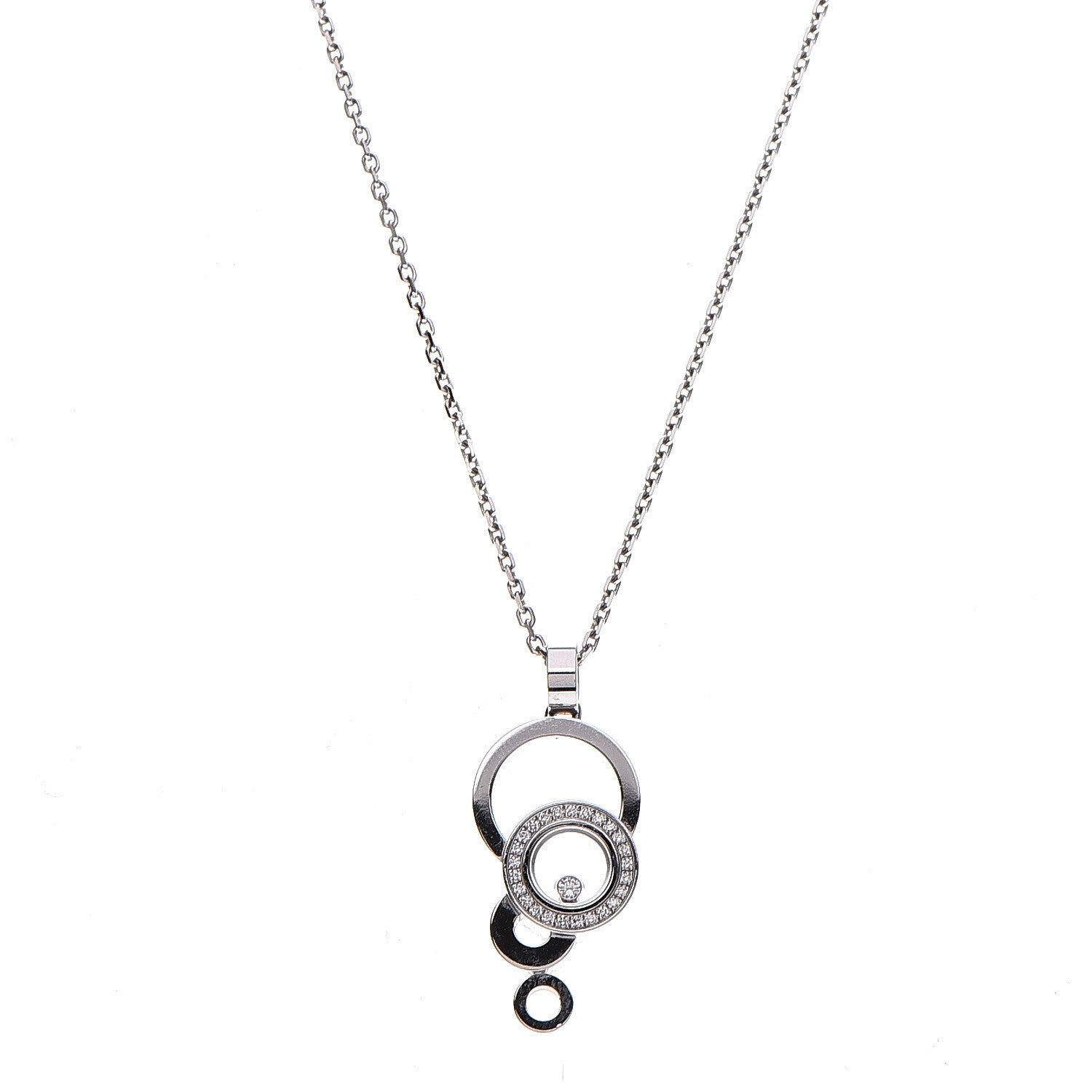 Chopard 18K White Gold Diamond Pave Happy Bubbles Pendant Necklace 1 of 6