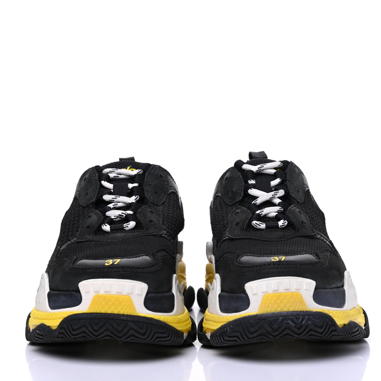 Balenciaga Fabric Mesh Womens Triple S Sneakers 37 Black Yellow 2 of 24