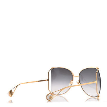 Gucci Metal Oversized Round Sunglasses GG0252S Gold 4 of 7