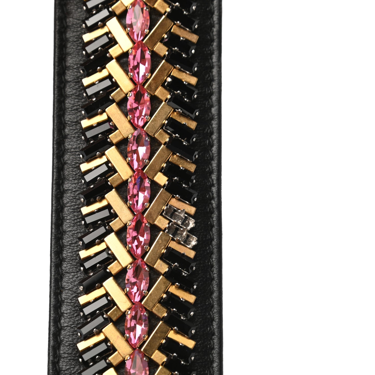 Lambskin Crystal Studded Shoulder Strap Black