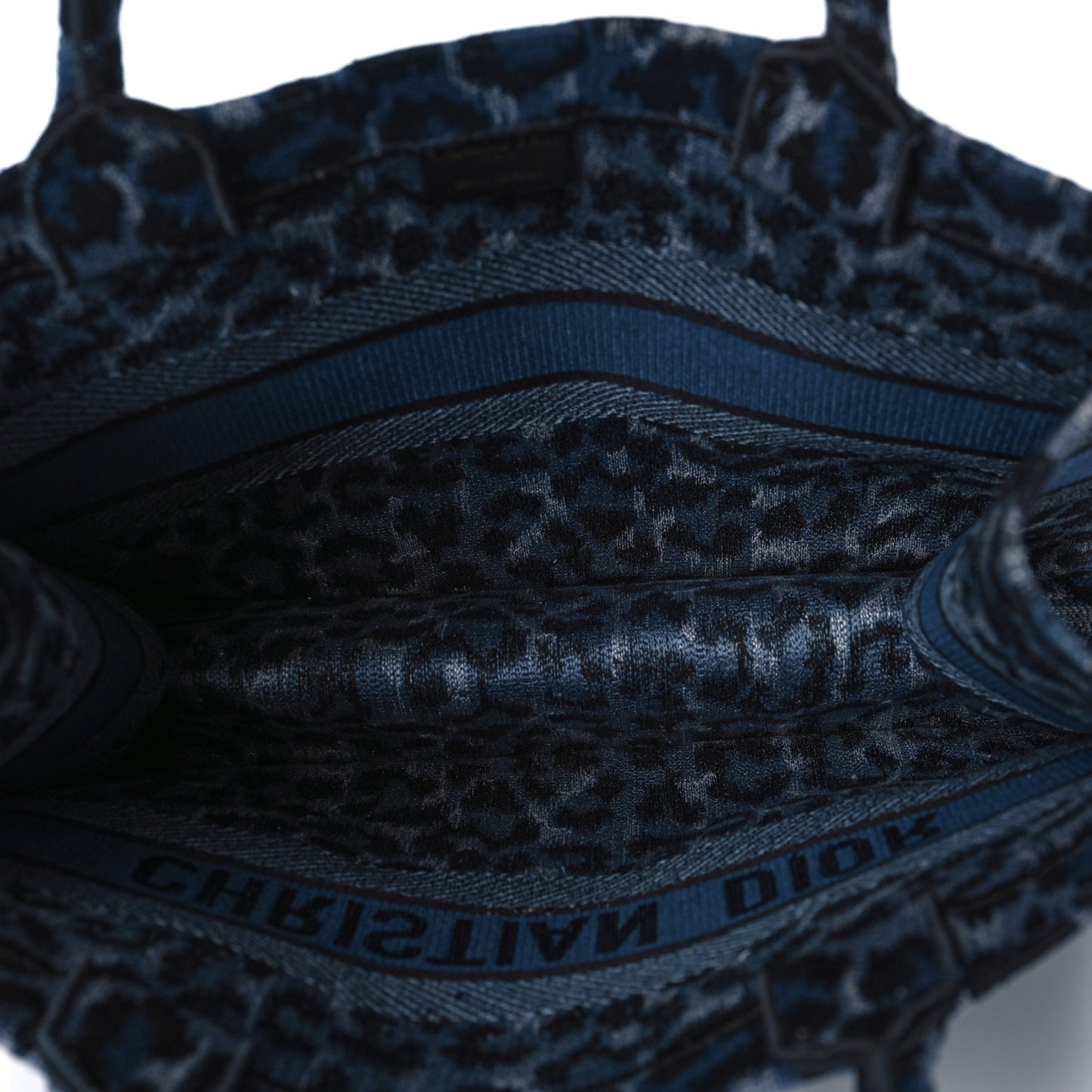 Canvas Mizza Embroidered Medium Leopard Book Tote Blue