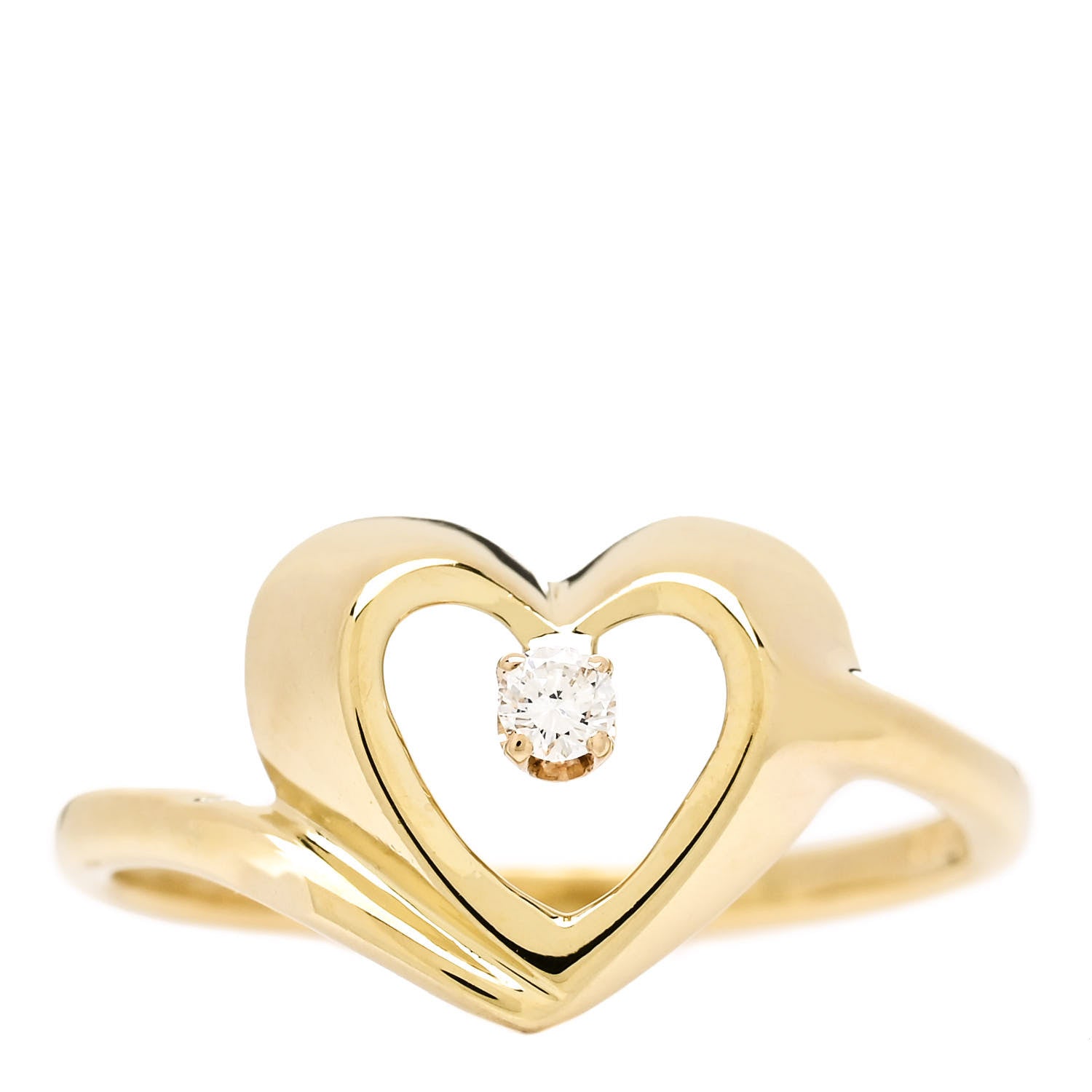 Tiffany 18K Yellow Gold Diamond Open Heart Ring 48 4.5 1 of 4