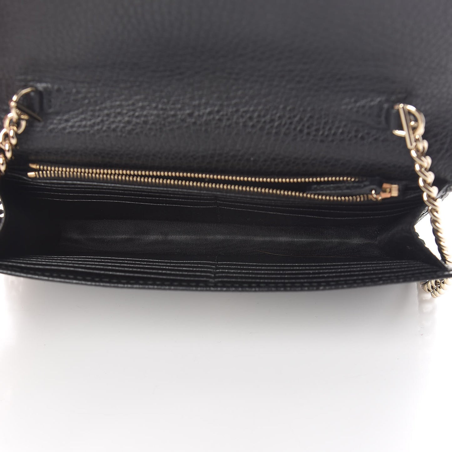 Dollar Calfskin Interlocking G Chain Wallet Black