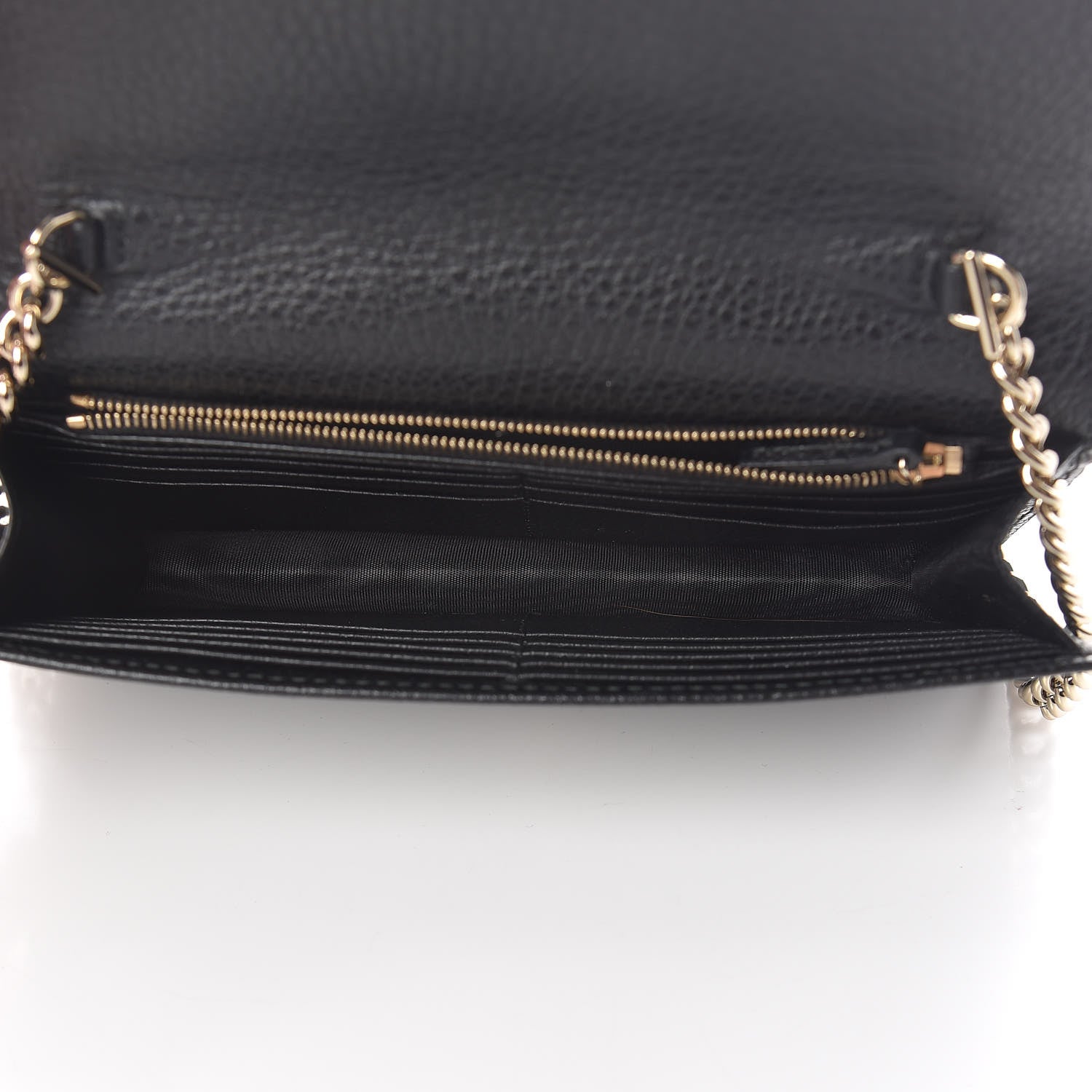 Gucci Dollar Calfskin Interlocking G Chain Wallet Black 5 of 12