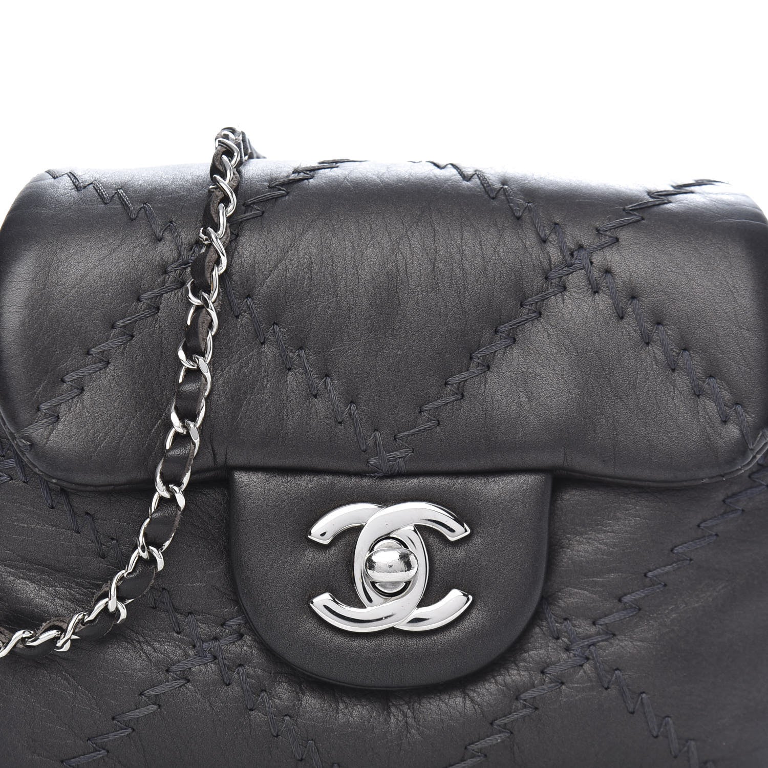 Chanel Metallic Lambskin Stitched New Mini Flap Grey 13 of 14
