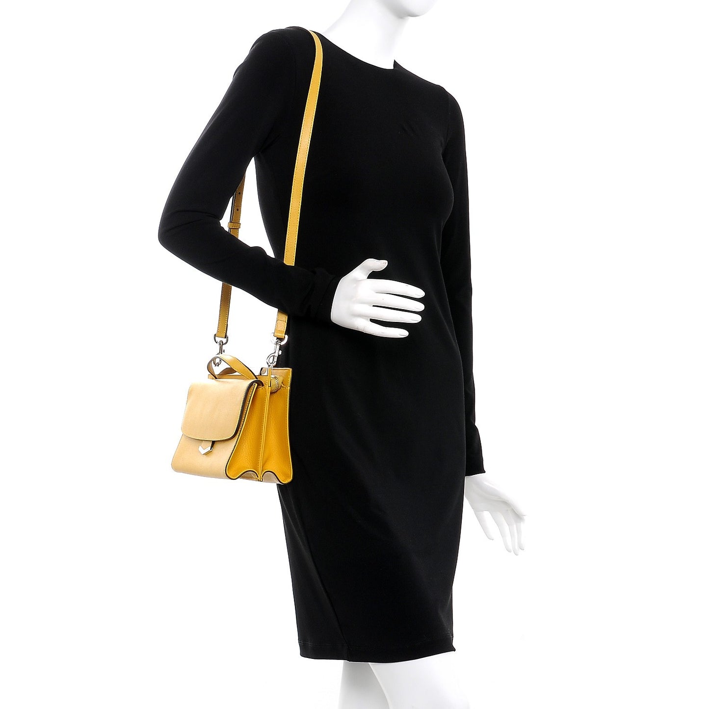 Vitello Elite Flamingo Mini Demi Jour Shoulder Bag Mustard