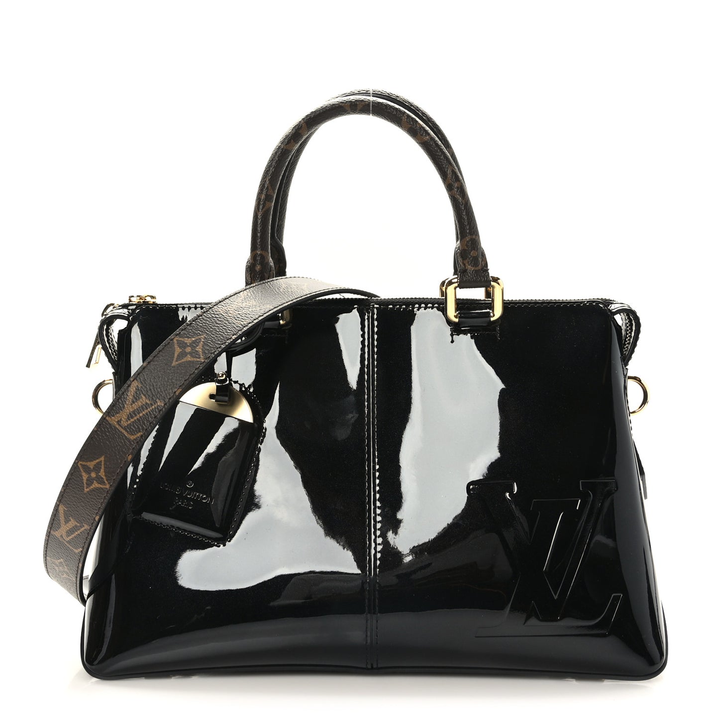 Patent Calfskin Miroir Tote Black