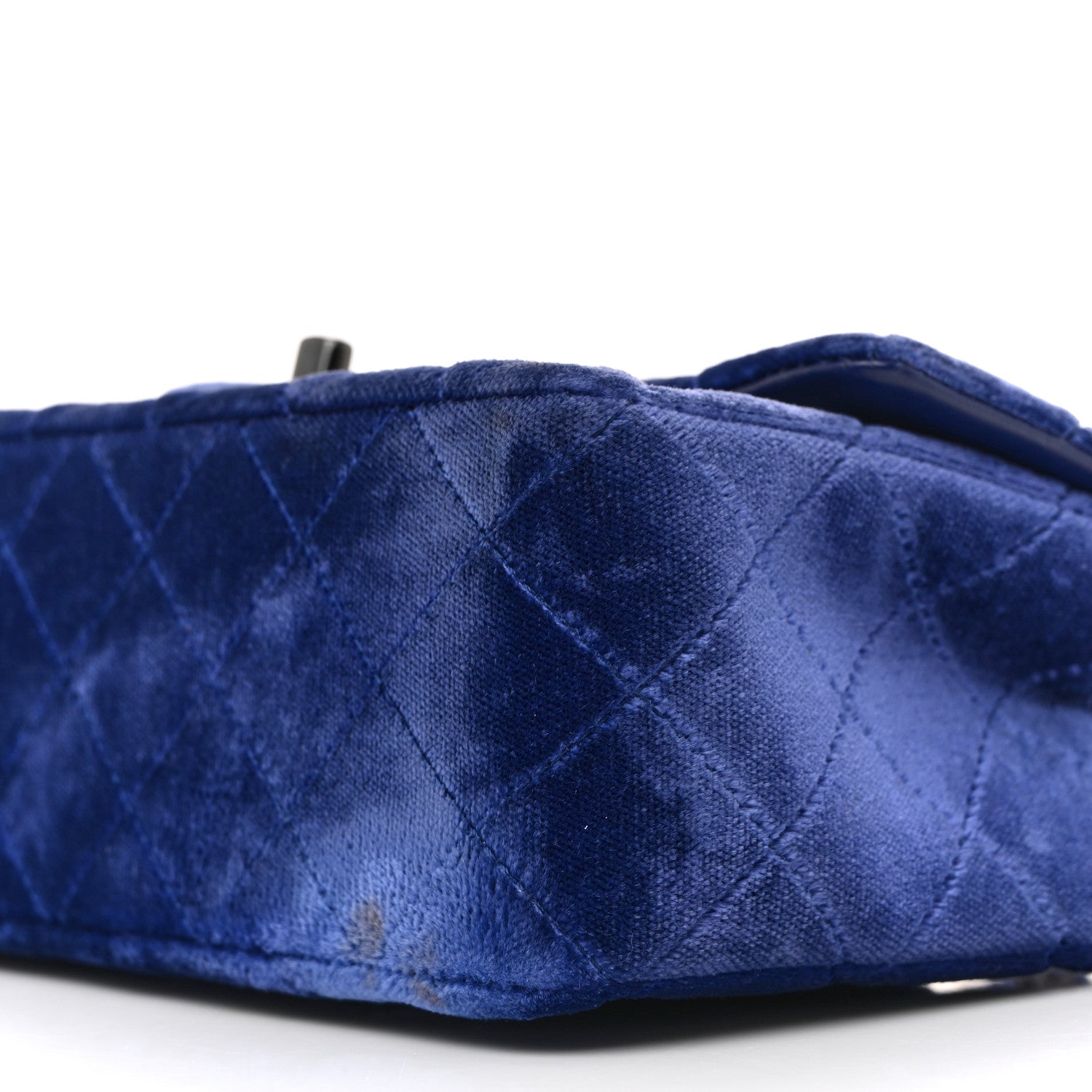 Chanel Velvet Quilted Mini Rectangular Flap Dark Blue 10 of 11