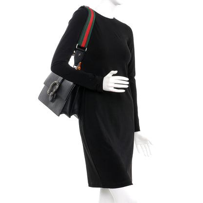 Gucci Dollar Calfskin Crystal Web Medium Dionysus Bamboo Top Handle Bag Black Black Diamond 2 of 7