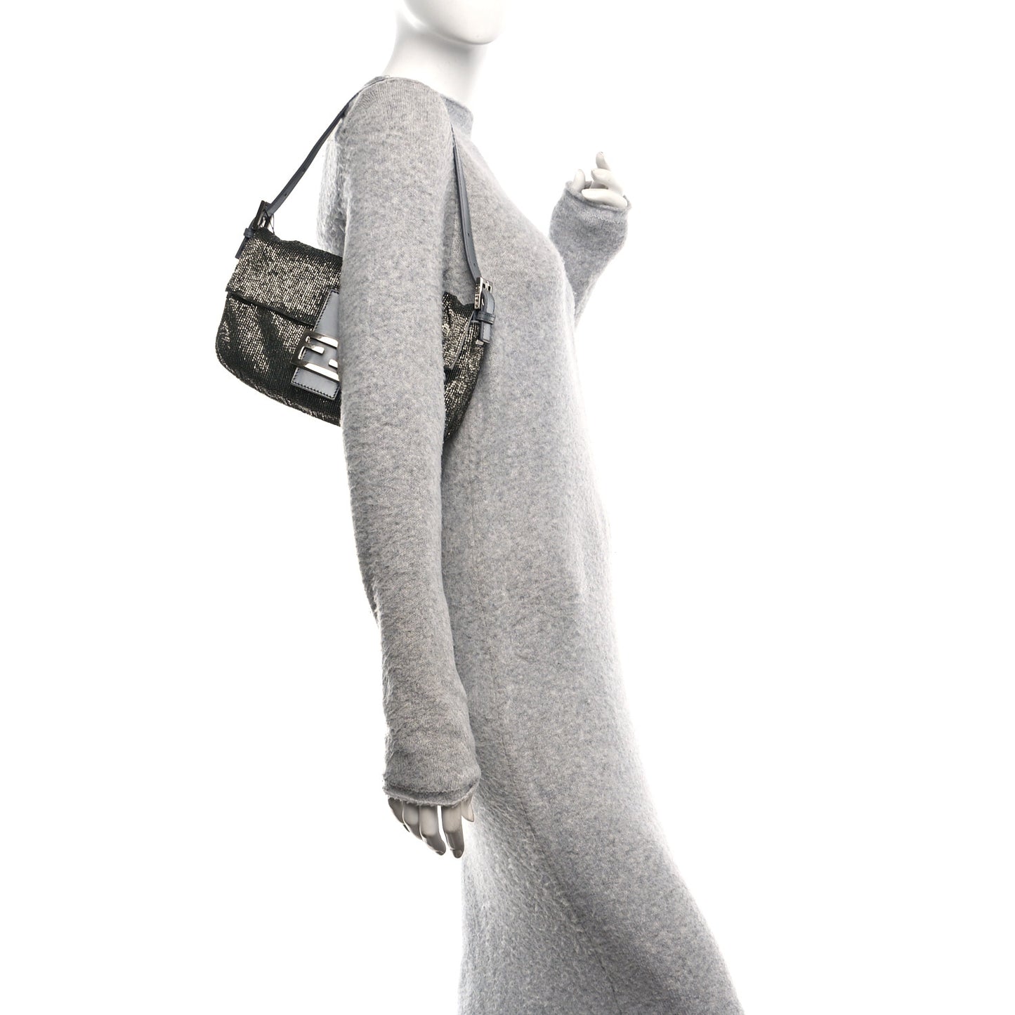 Sequin Beaded Baguette Grey