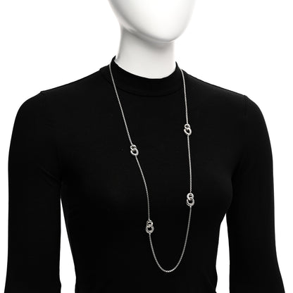 David Yurman Sterling Silver Diamond Belmont Curb Link Station Necklace 36" 2 of 4