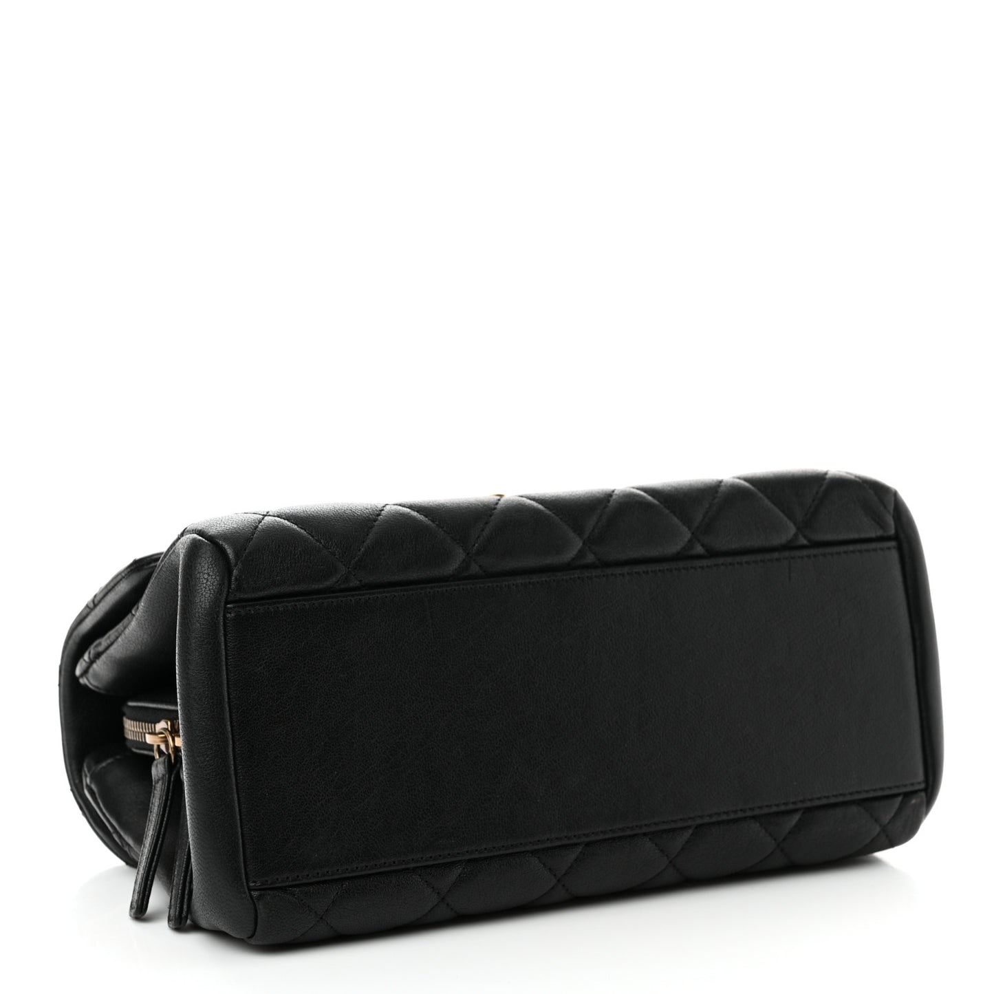 Shiny Sheepskin Quilted Small Trapezio Flap Black