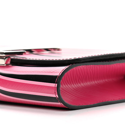 Louis Vuitton Calfskin Embossed Chain Louise MM Fuchsia Black 10 of 12