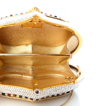 Judith Leiber Swarovski Crystal Heart Minaudiere Clutch Silver 6 of 8